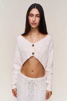 Womens | Noah Wool Cable Crop Cardigan | Snow White