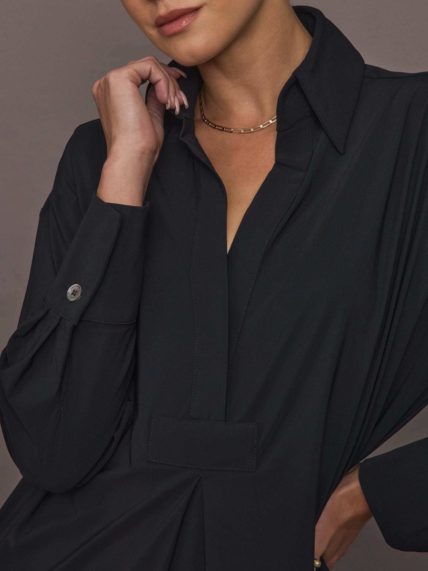 Tropez Oversized Shirt Dress | Black