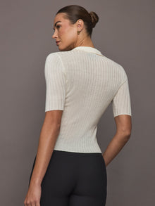 Ava Short Sleeve Polo | Ivory