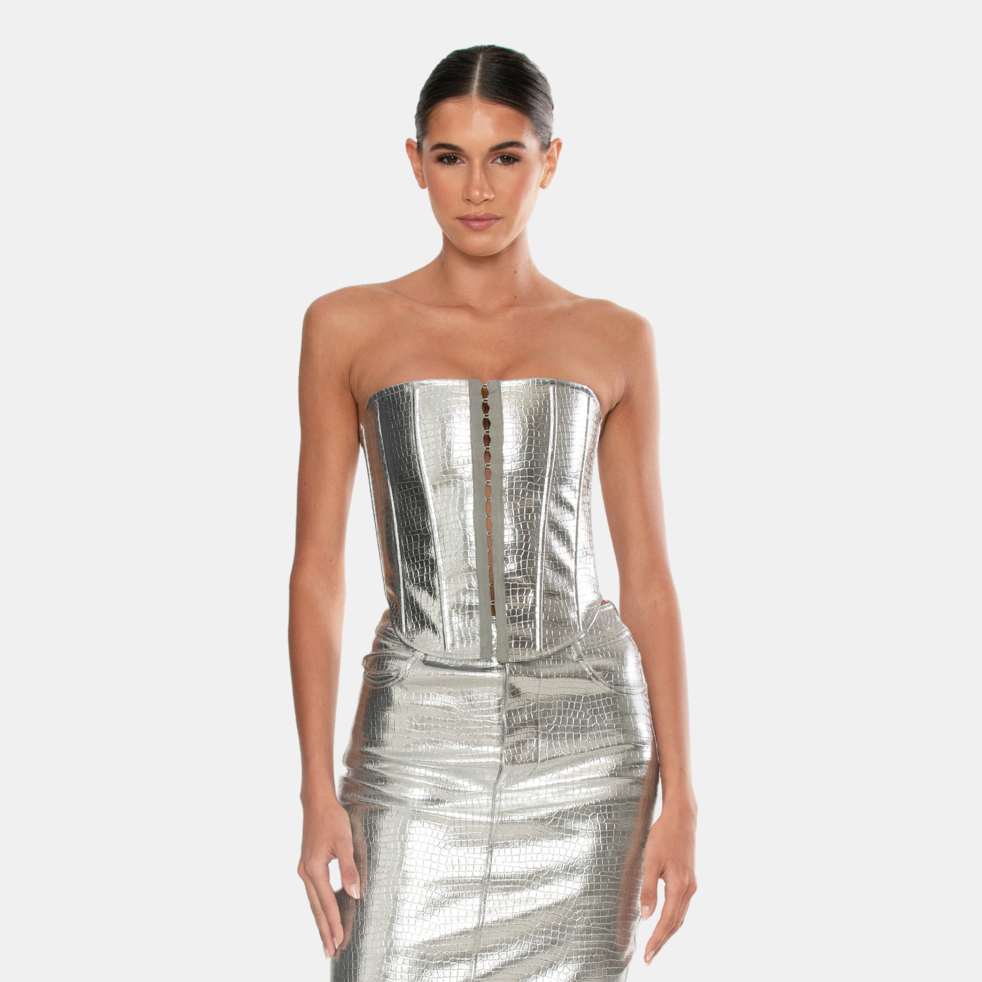 OW Collection ORION Croc Corset Corset 190 - Silver Croc