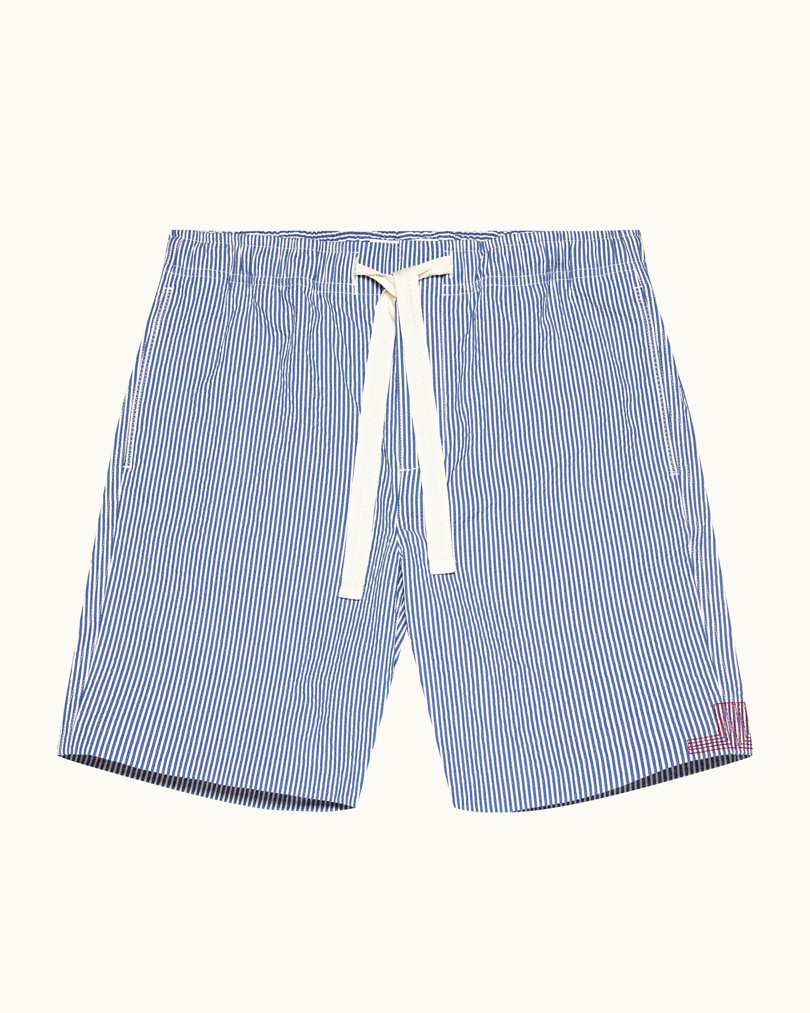 Men | Alex Seersucker Short | Blueberry/White Stripe