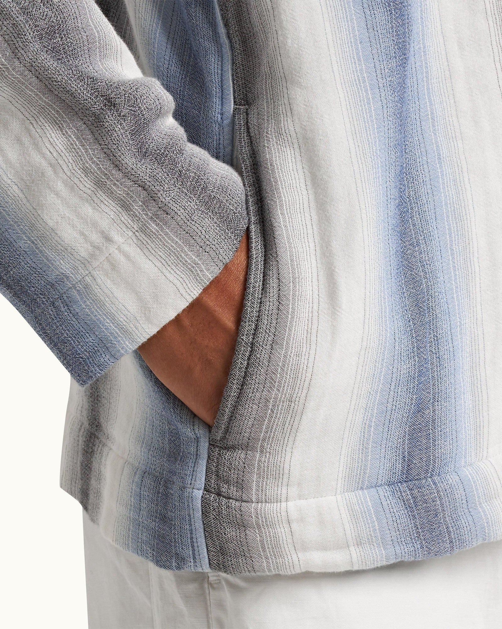 Matchstick/Blue Depths Oasis Stripe Relaxed Fit Hooded Sweatshirt | Matchstick/Blue Depths