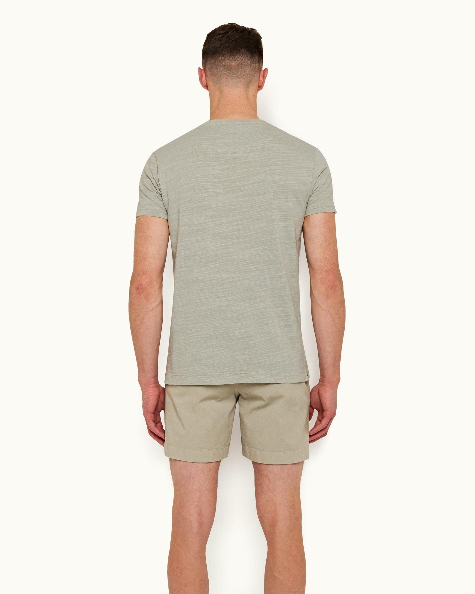 Cliff Grey Mid-Length Cotton Twill Shorts | Cliff Grey