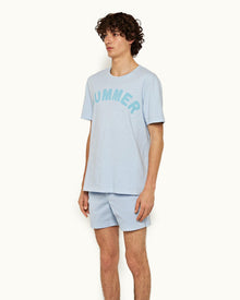 Ice Blue Mid-Length Cotton Twill Shorts | Ice Blue