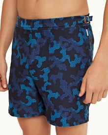 Dark Sapphire Jacquard Mid-Length Swim Shorts | Dark Sapphire