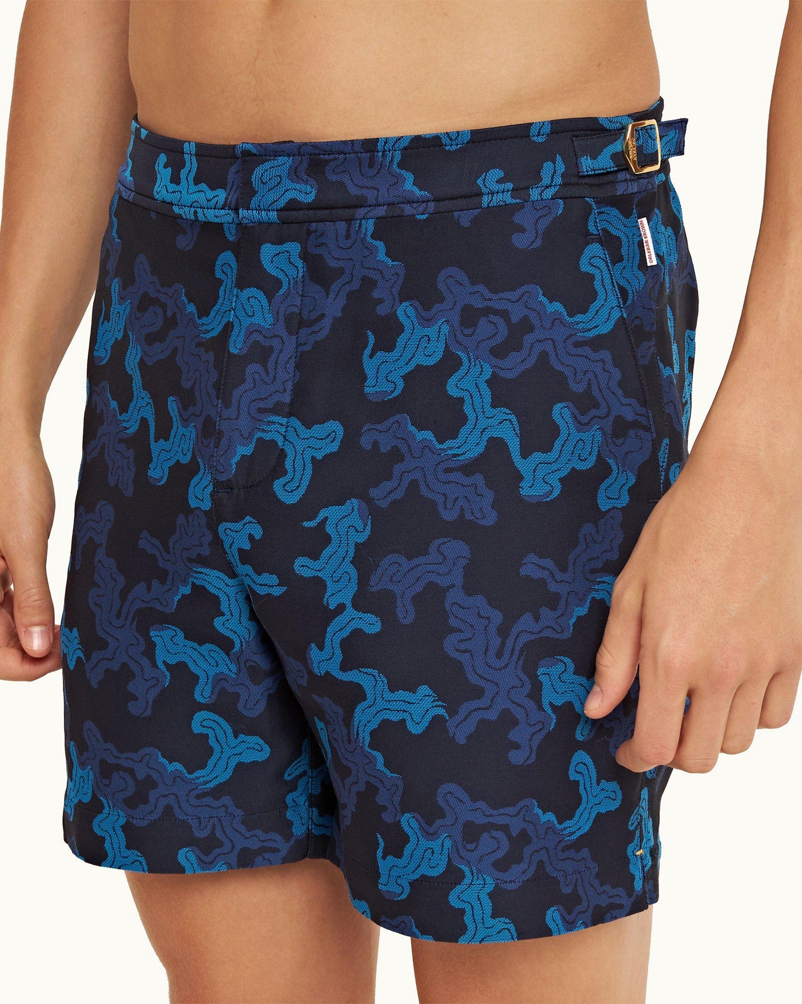Dark Sapphire Jacquard Mid-Length Swim Shorts | Dark Sapphire