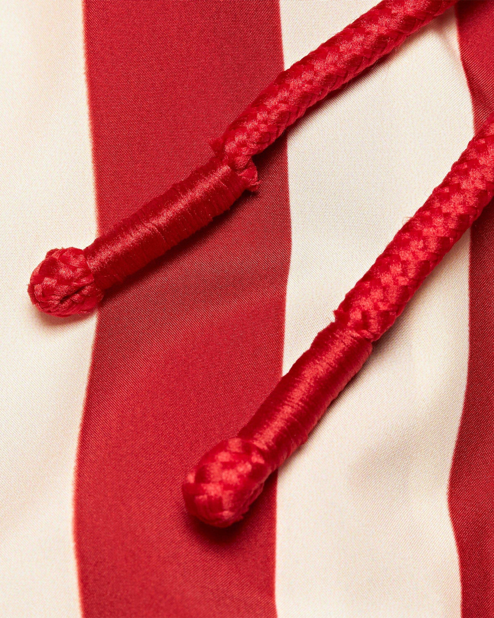 Vermillion Mix Stripe Drawcord Mid-Length Swim Shorts | Vermillion