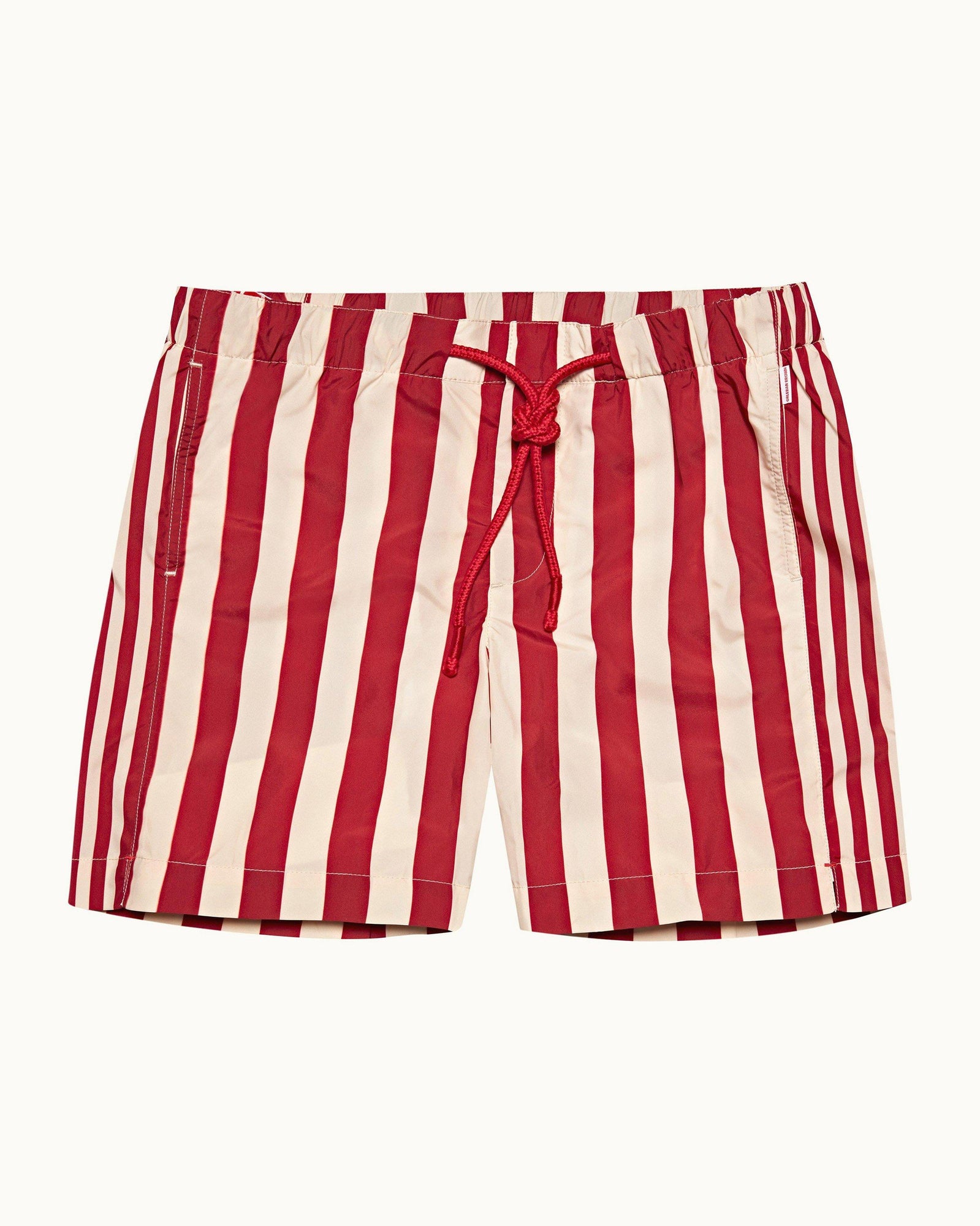 Vermillion Mix Stripe Drawcord Mid-Length Swim Shorts | Vermillion
