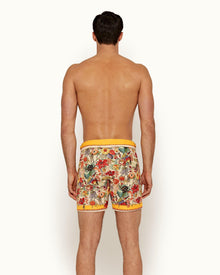 Bulldog Bright Gold Eden Print Mid-Length Swim Shorts | Bright Gold