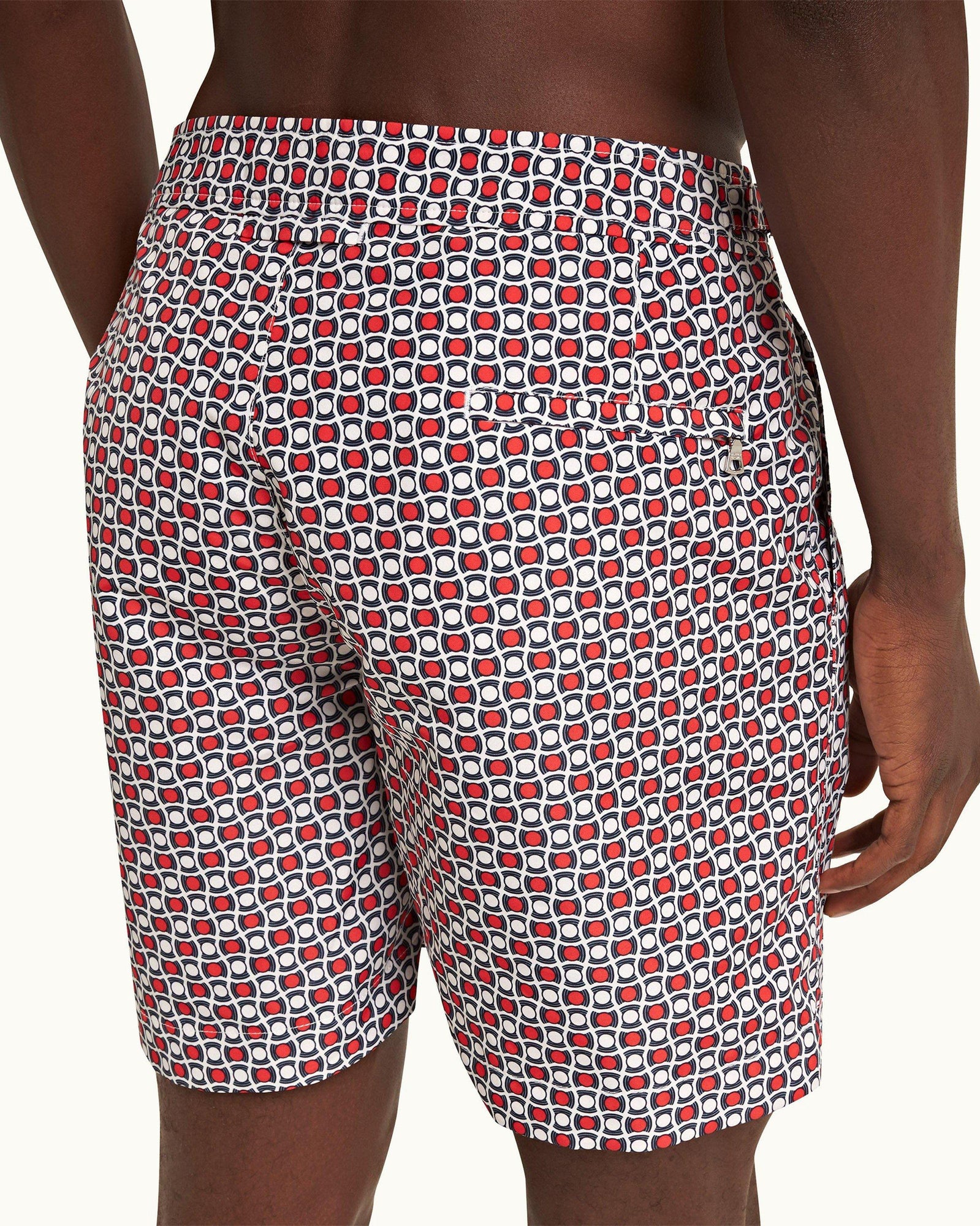 Vermillion Geo Tela Mid-Length Swim Shorts | Vermillion