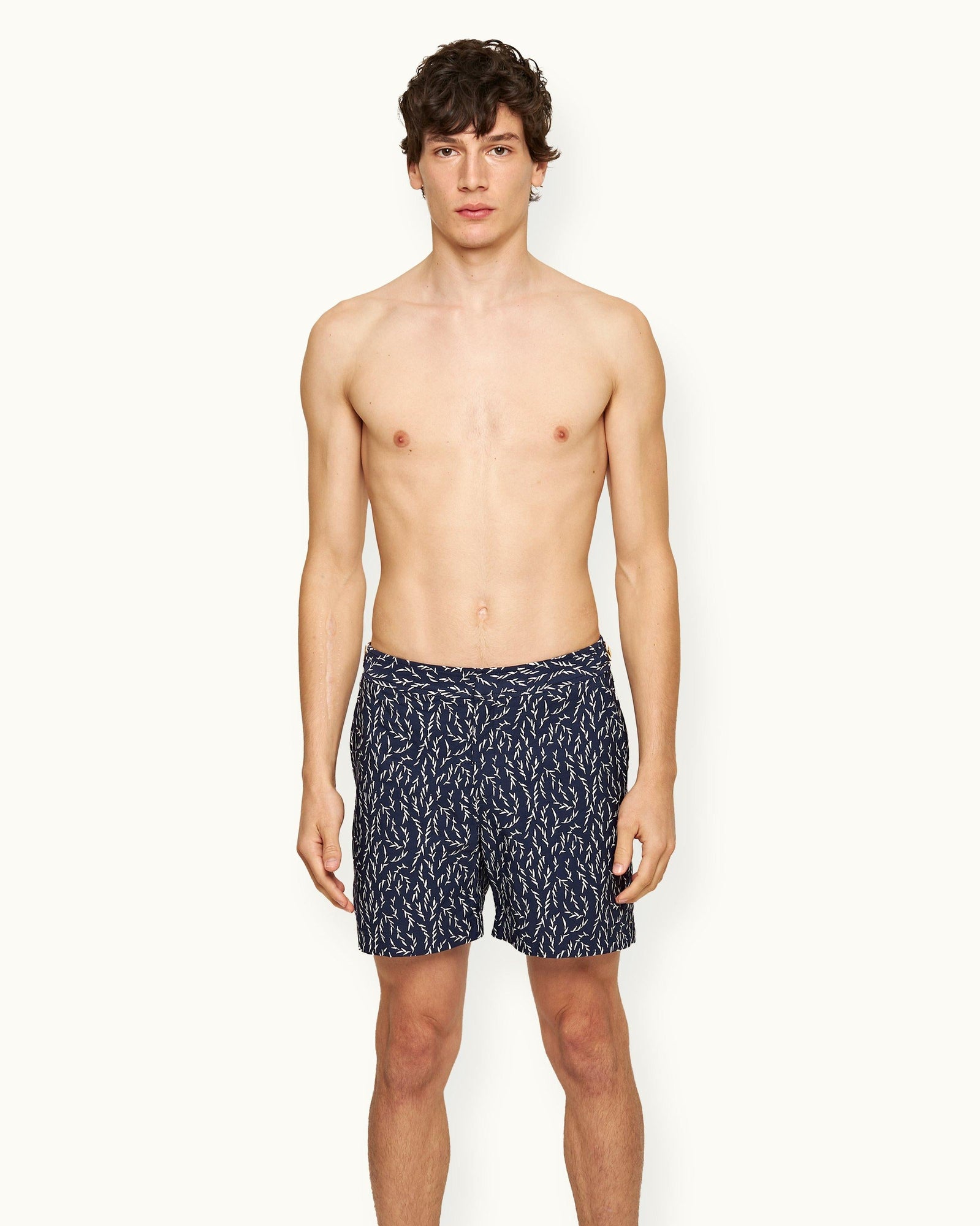 Sedge Jacquard Mid-Length Swim Shorts In Night Iris Blue | Night Iris
