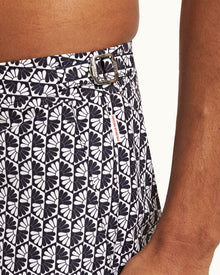 Bulldog Navy/White Otaru Mid-Length Swim Shorts | Navy/ White
