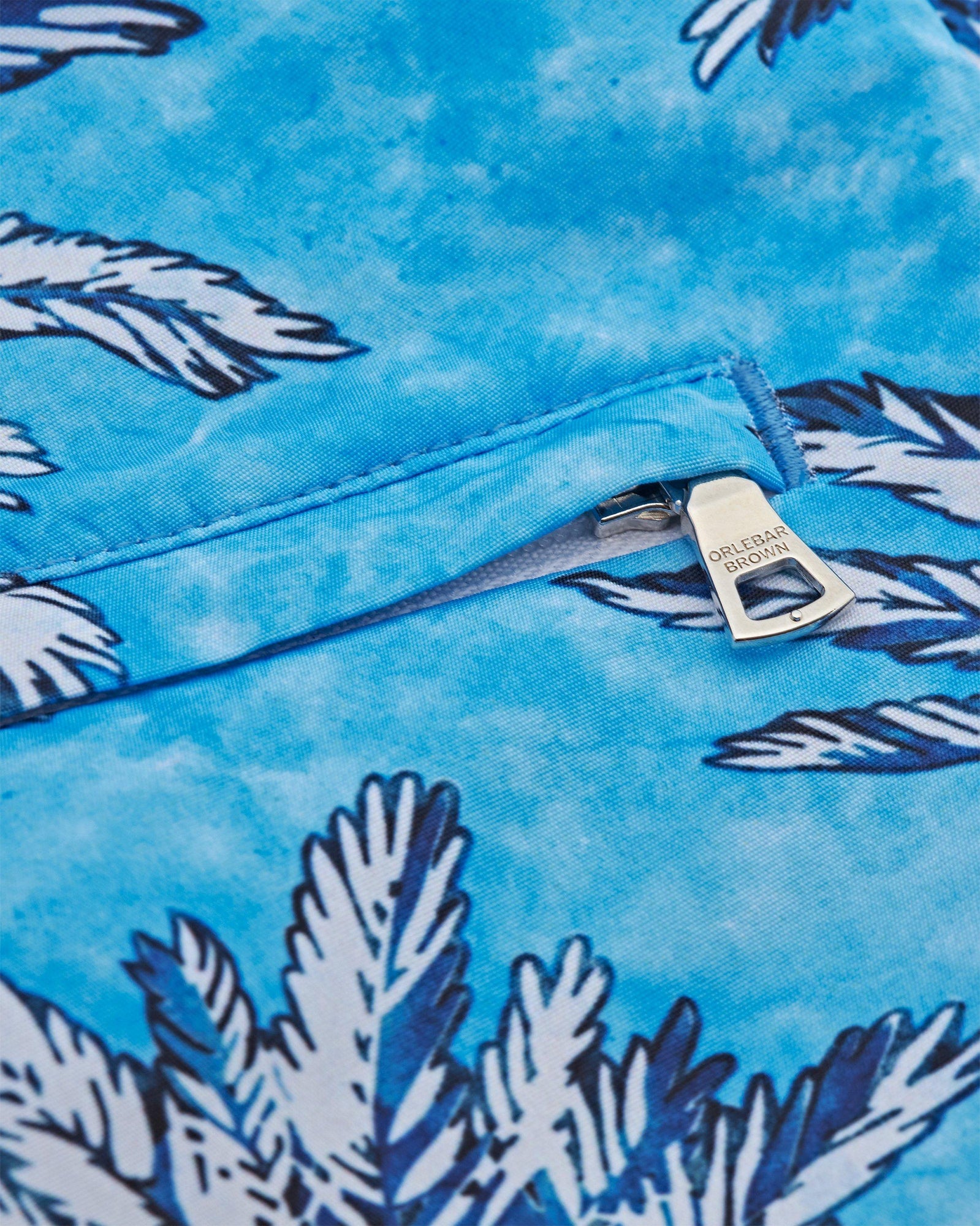 Bulldog Bright Wish Blue Palm Border Mid-Length Swim Shorts | Bright Wish Blue