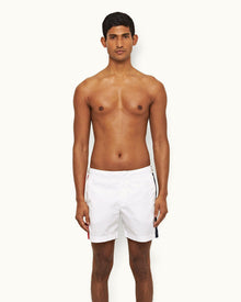 Bulldog White Panel Mid-Length Swim Shorts | White