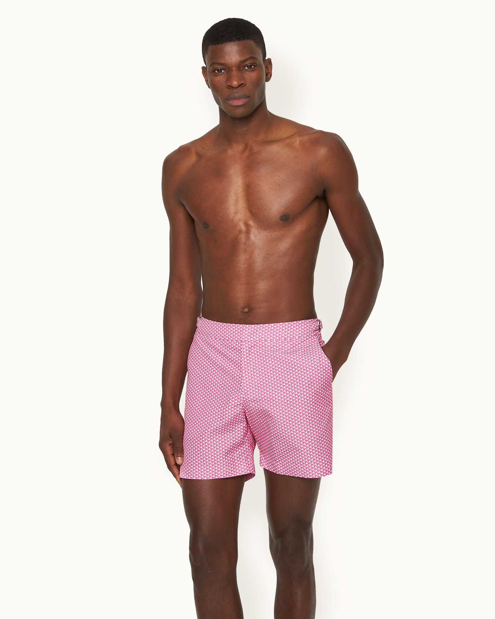 Pax Print Mid-Length Swim Shorts Woven In France in Wham colour | Wham