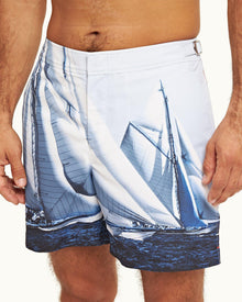 Bulldog Ocean Outlook Dark Sapphire Mid-Length Swim Shorts | Ocean Outlook Dark Sapphire