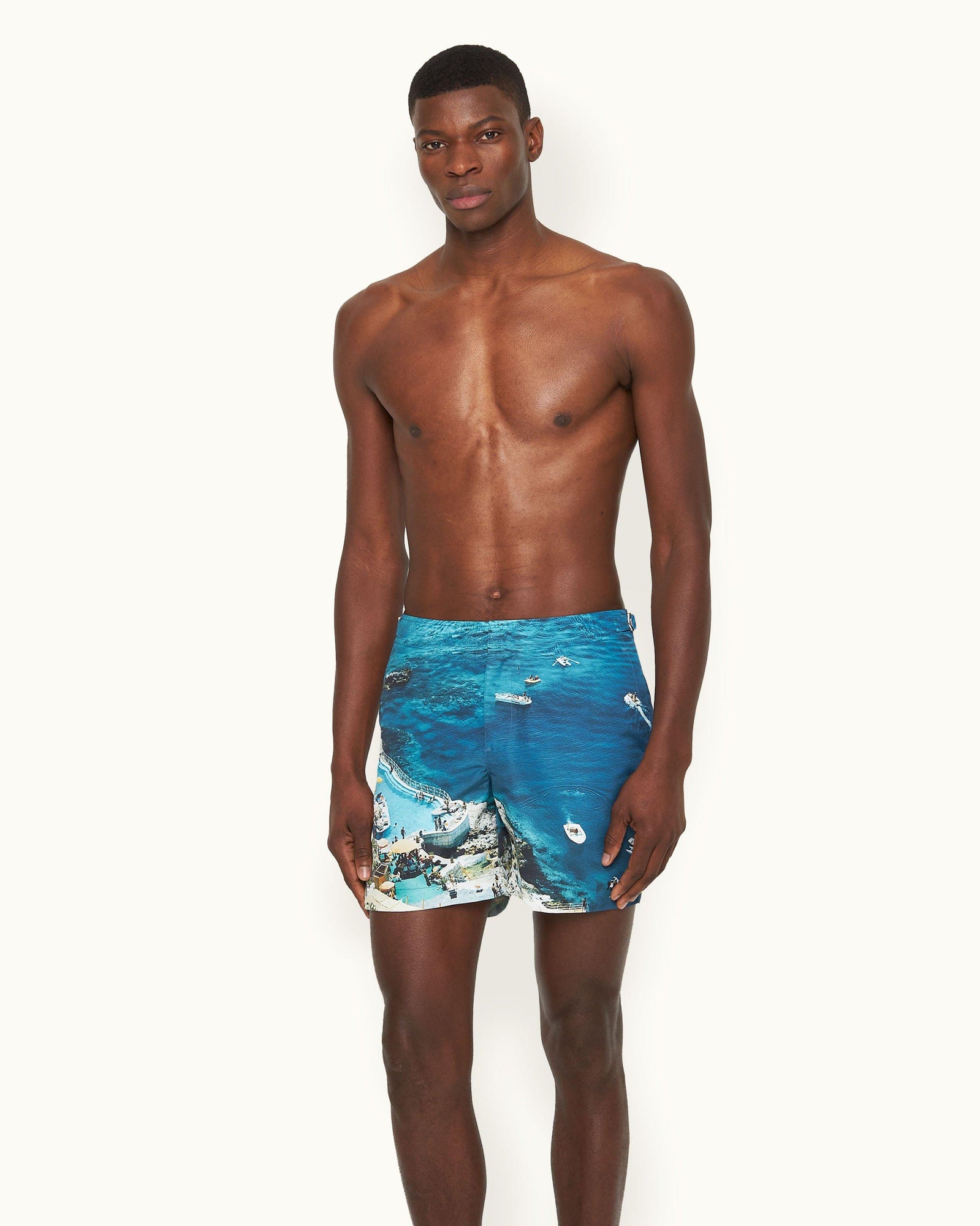 Bulldog Seaside Swimming Photographic Print Mid-Length Swim Shorts | Seaside Swimming