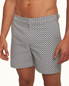 Bulldog Cloud/Night Iris Seglas Jacquard Mid-Length Swim Shorts | Cloud/Night Iris