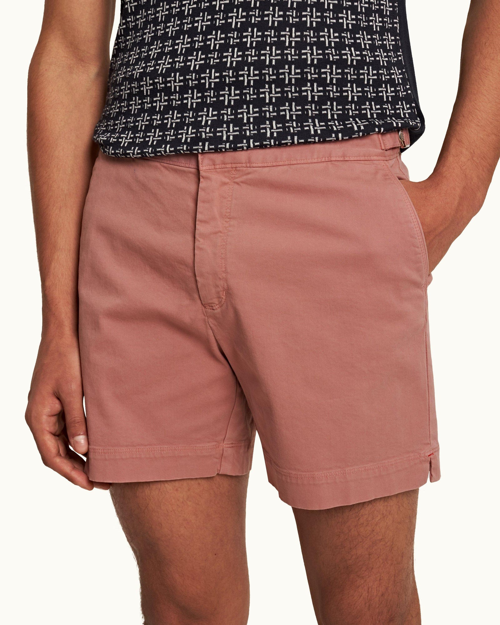 Bulldog Stretch-Cotton 007 Mauve Mid-Length Stretch-Cotton Shorts | Mauve