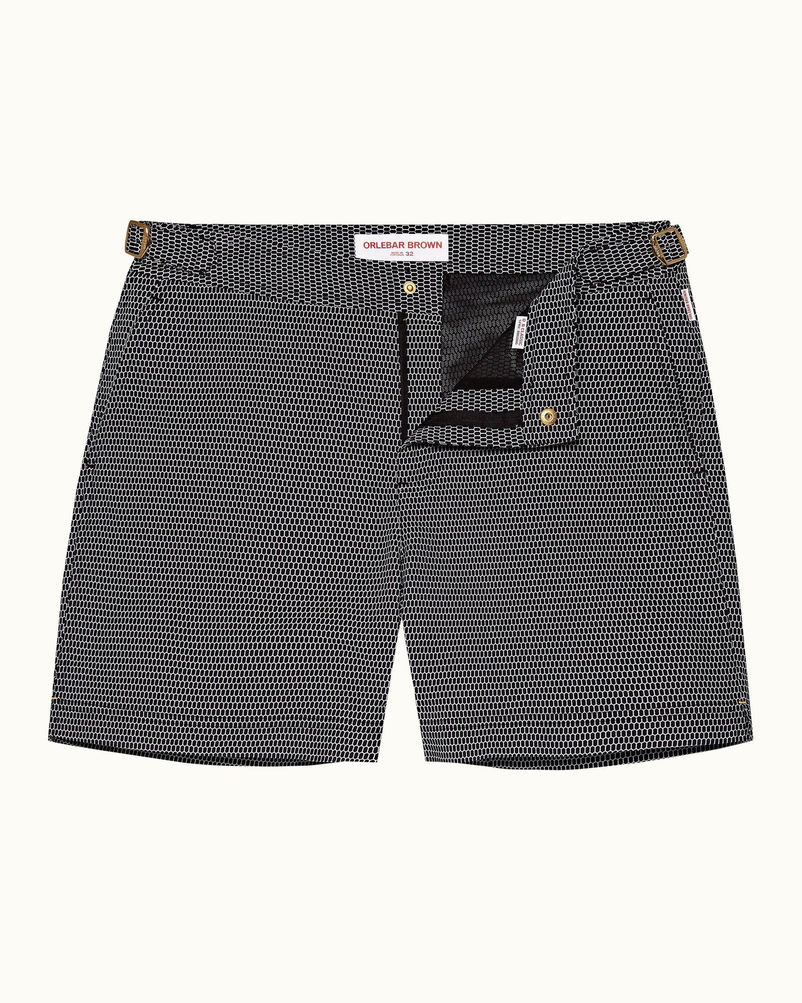 Bulldog X Black/Cloud Mid-Length Jacquard Swim Shorts | Black/Cloud