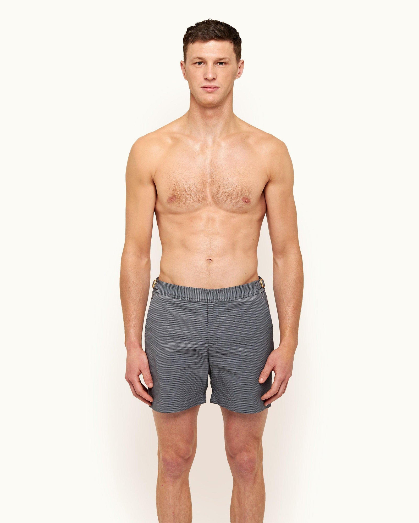 Bulldog X Pewter Honeycomb Jacquard Mid-Length Swim Shorts | Pewter Honeycomb