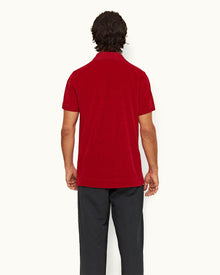 Vermillion Classic Fit Ribbed Collar Towelling Polo Shirt | Vermillion