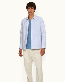 Light Island Sky/White Stripe Relaxed Fit Light Wadded Shirt Jacket | Light Island Sky/White