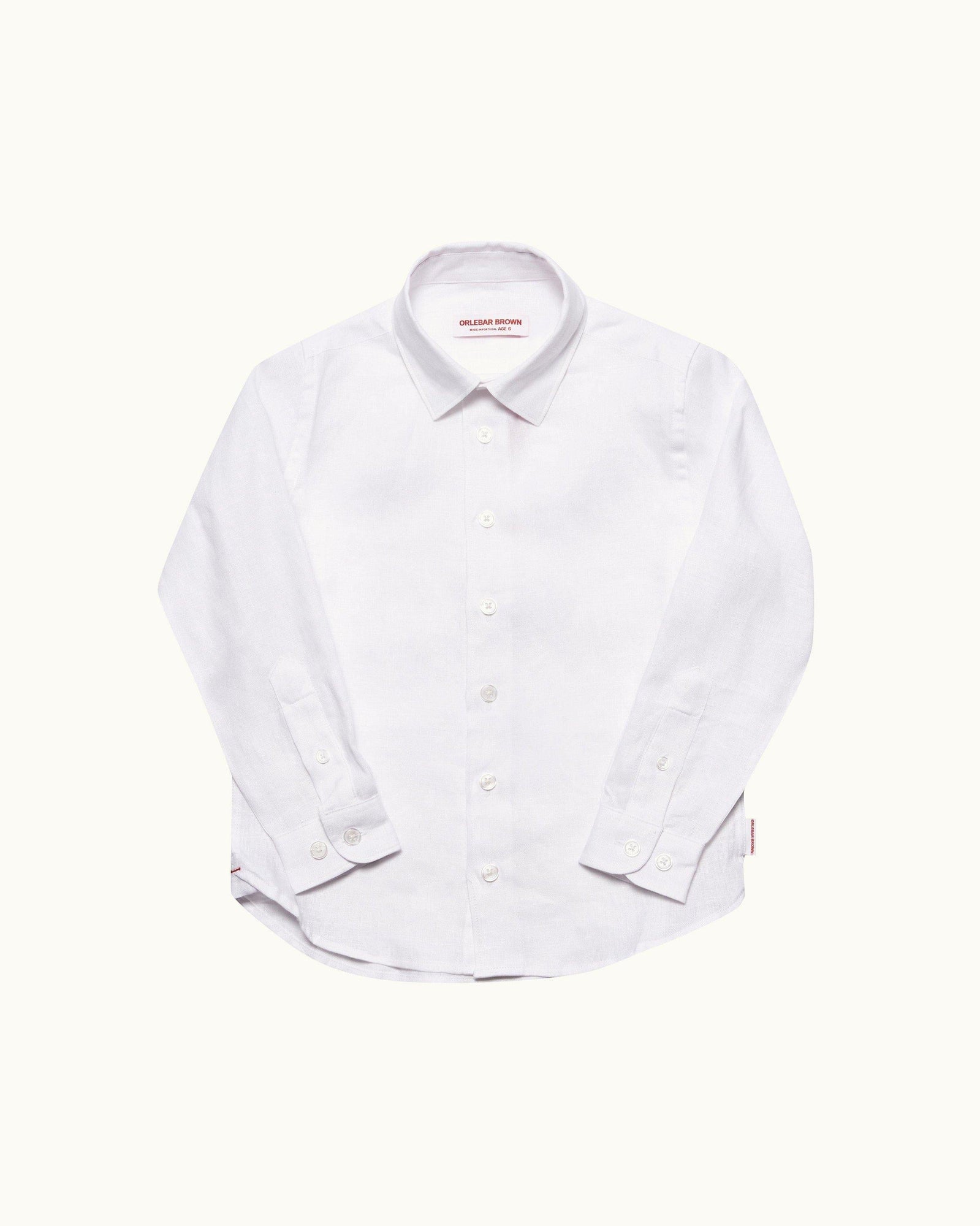 Kids | Diego Linen Kids' White Linen Relaxed Overhead Shirt | White