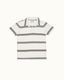 Kids | White Sand/Night Iris Classic Twin Stripe Resort Polo Shirt | White Sand/Night Iris