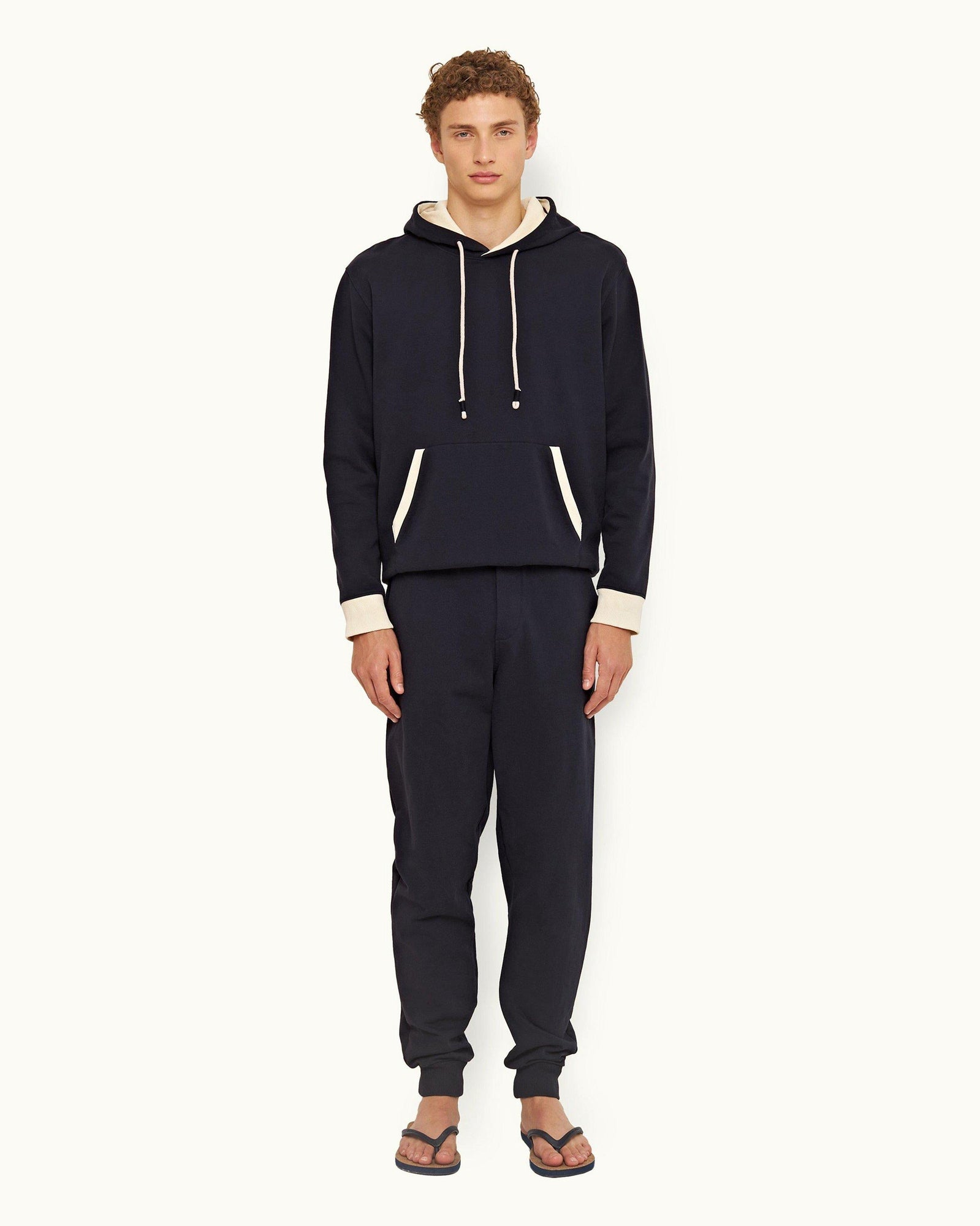 Night Iris Contrast Classic Fit Washed Organic Cotton Sweatpants | Night Iris