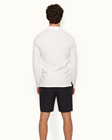 Felix White O.B Stripe Tape Cotton Pique Polo Shirt | White