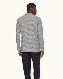 Perez Print Capri Collar Resort-Style Shirt Woven In Italy in Chai colour | Chai