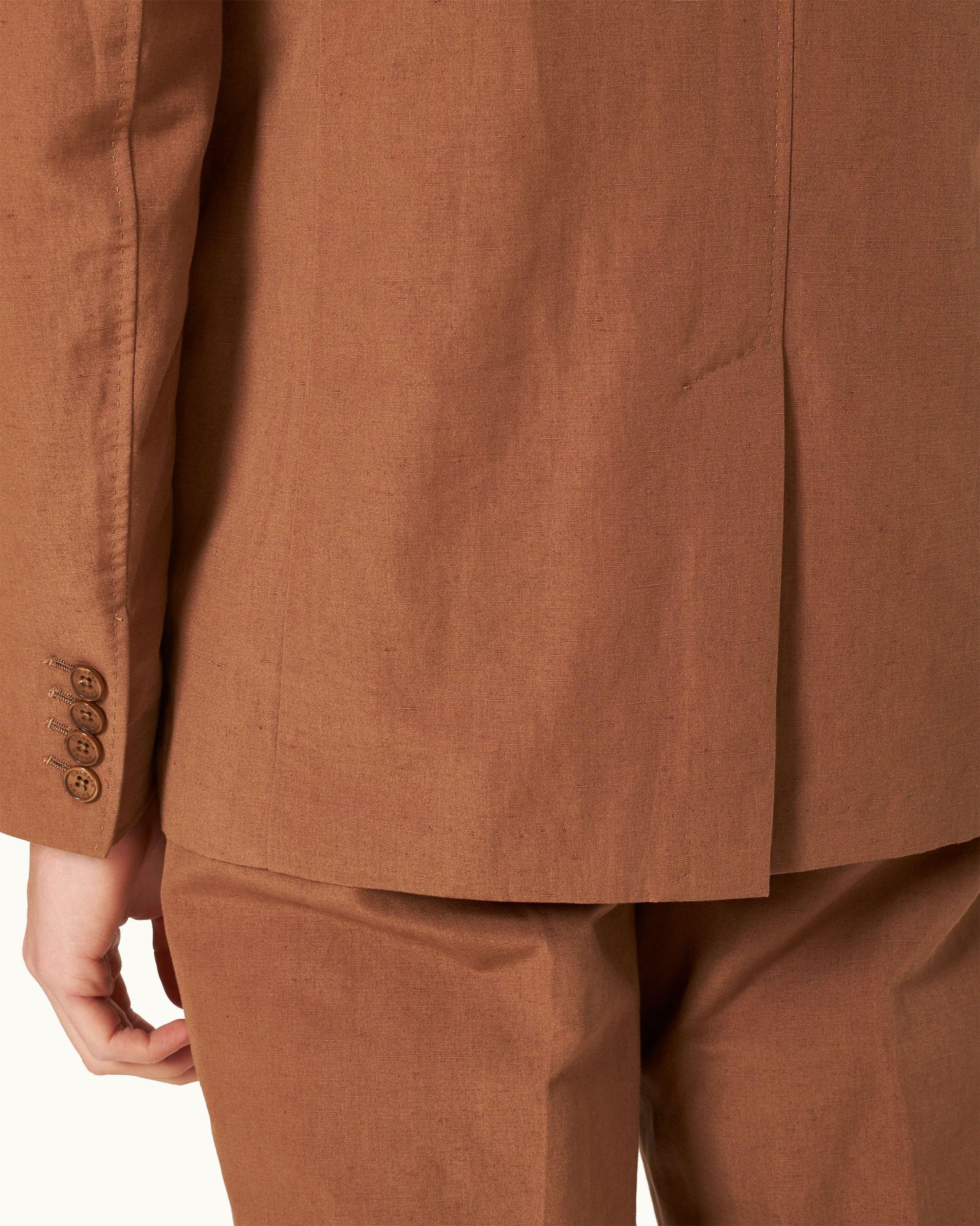 Tailored Fit, Italian Made, Two-Button Unstructured Blazer in Cinnamon Coffee | Cinnamon Coffee