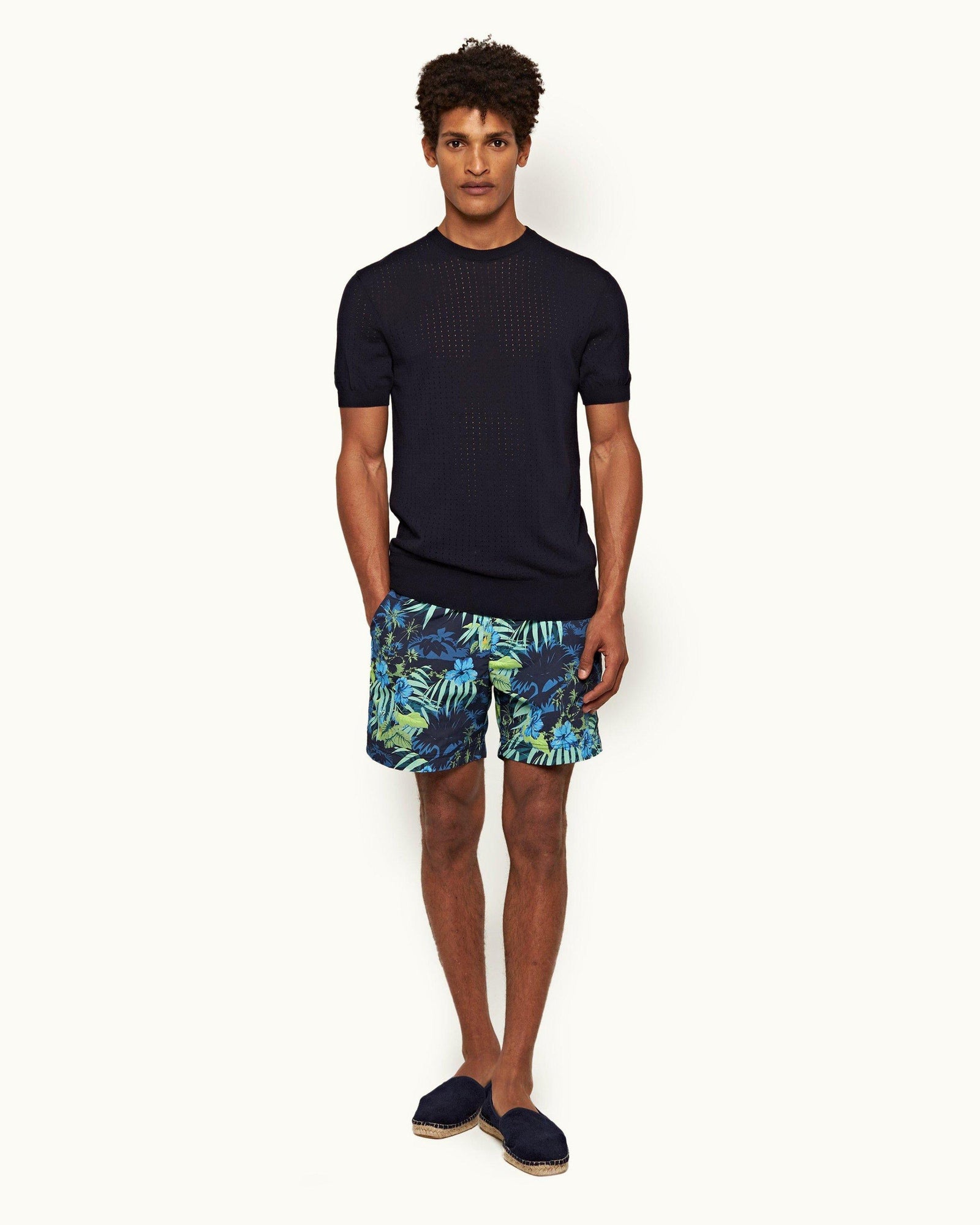 Night Iris Tailored Fit Pointelle T-shirt | Night Iris