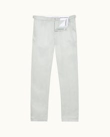 Griffon Linen Tailored Fit Washed Linen Trousers In White Jade | White Jade