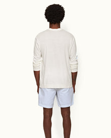 Light Island Sky/White Tailored Fit Engineered Twin Stripe Cotton Shorts | Light Island Sky/White