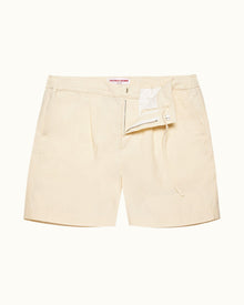 White Sand Tailored Fit Single Pleat Cotton Shorts | White Sand