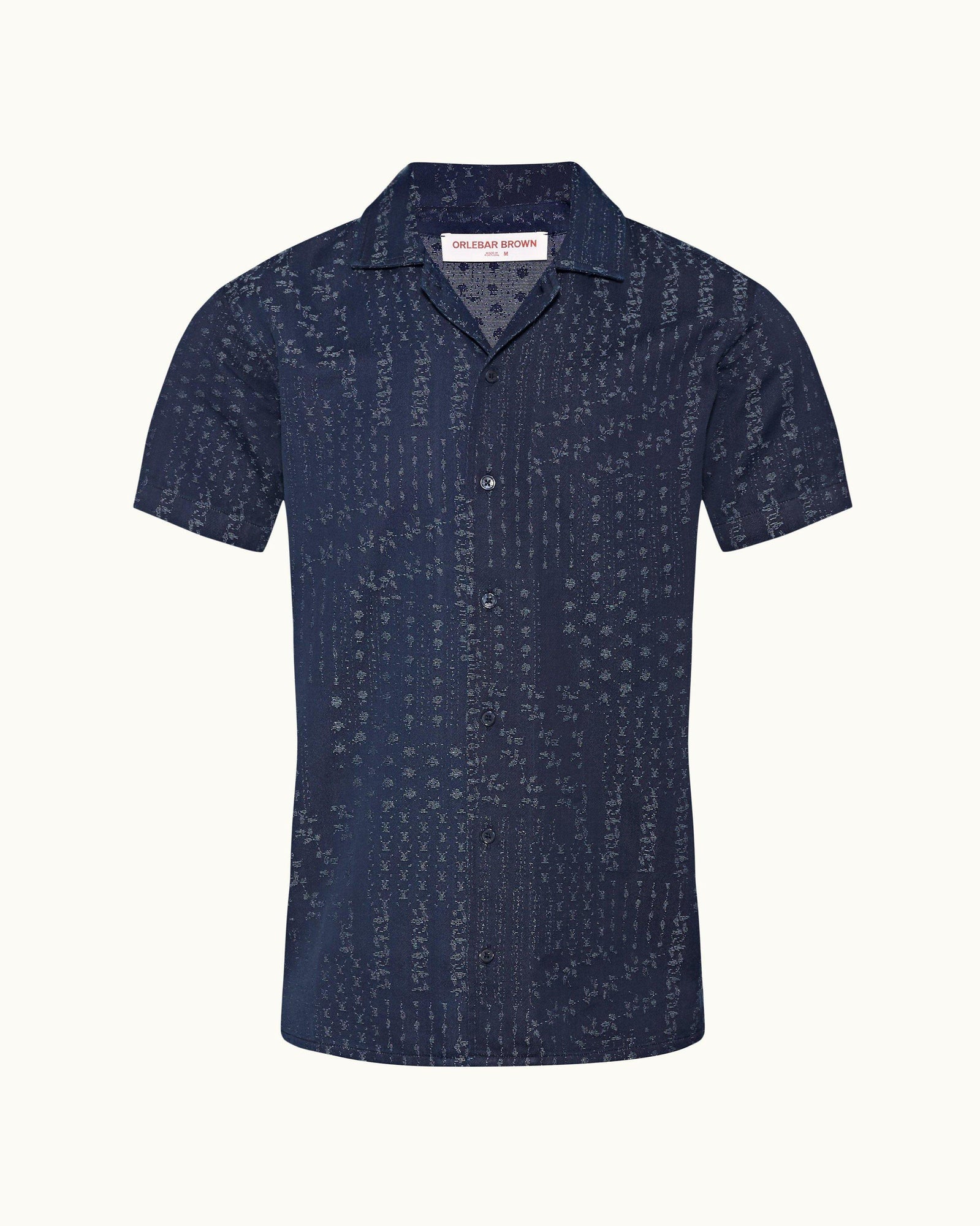 Indigo Solo Pastiche Capri Collar Jacquard Denim Shirt | Indigo