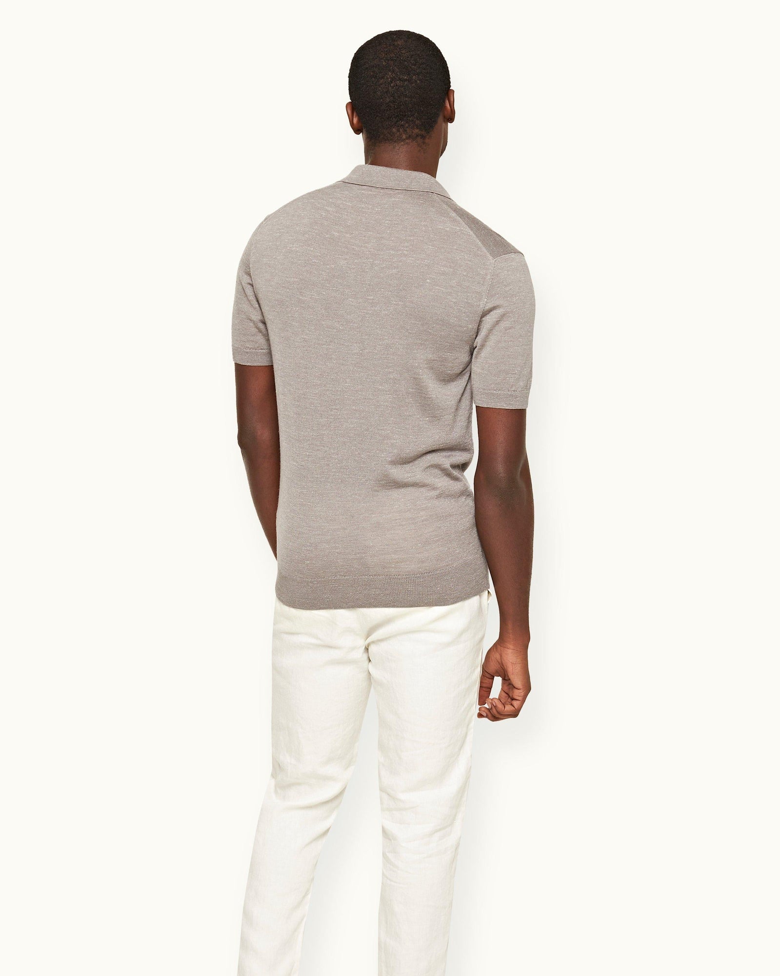 Horton Silk Tailored Fit Merino-Silk Knit Polo Shirt In Demille Grey | Demille Grey