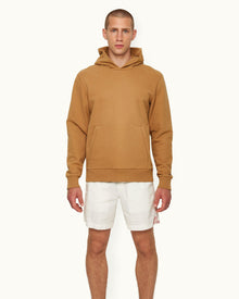Light Golden Khaki Classic Fit Hooded Organic Cotton Sweatshirt | Light Golden Khaki