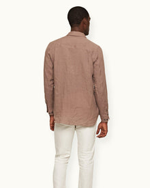 Relaxed Fit Luxury Italian Linen Shirt In Plum Wine Colour | Plum Wine