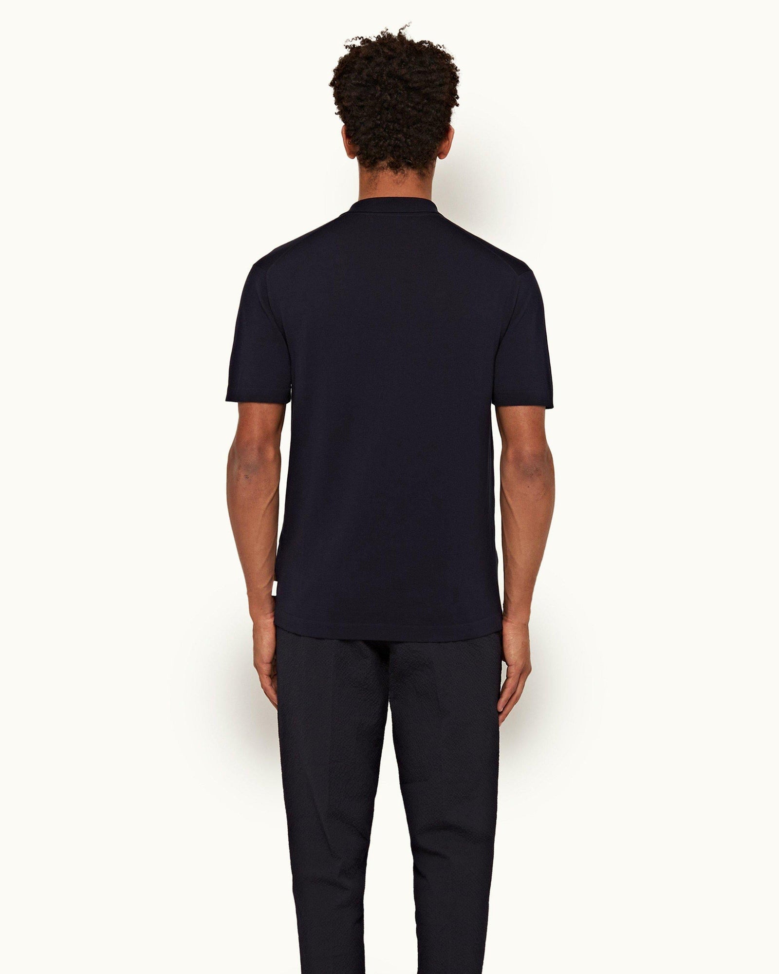 Night Iris Capri Collar Tipping Detail Knit Shirt | Night Iris