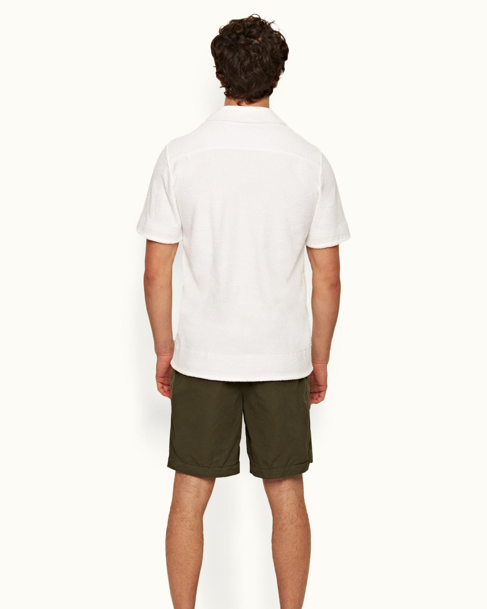 White Capri Collar Double-Faced Towelling Shirt | White