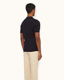 Night Iris Tailored Fit Silk Polo Shirt | Night Iris