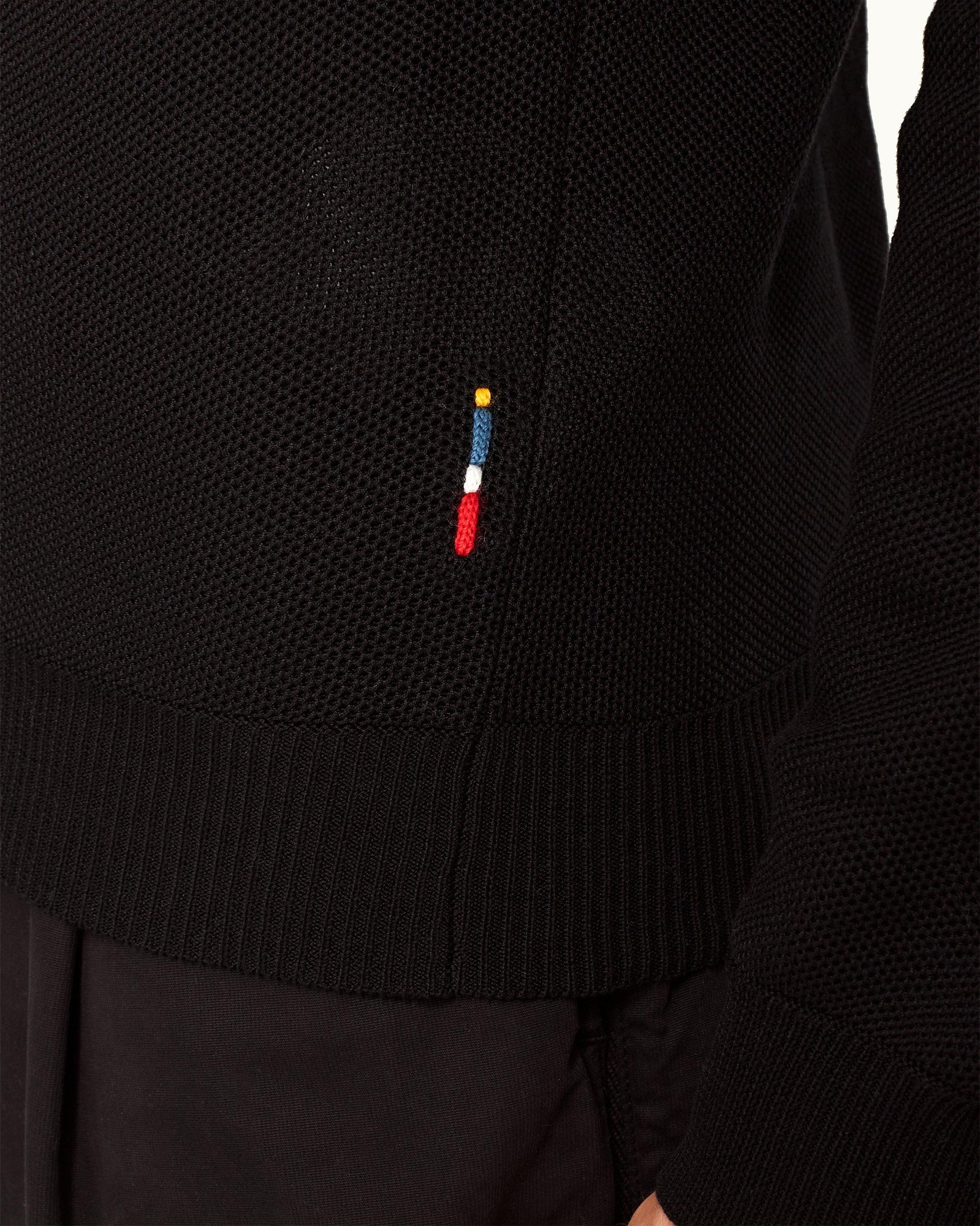 Black Classic Fit Long-Sleeve Mercerised Cotton Polo Shirt | Black