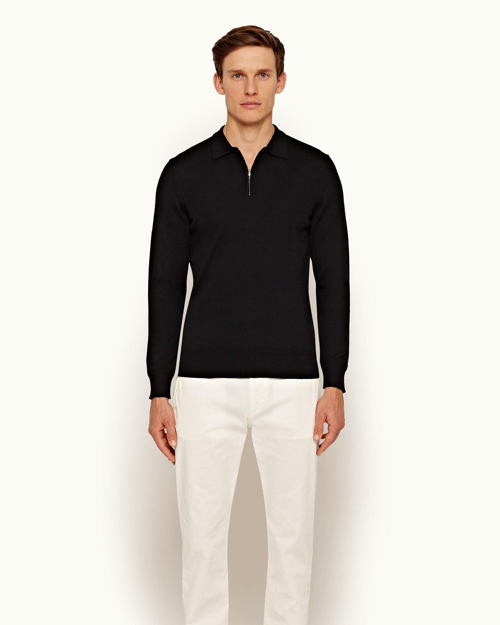 Moonraker Knitted Half Zip 007 Merino Knitted Half-Zip Pullover | Black