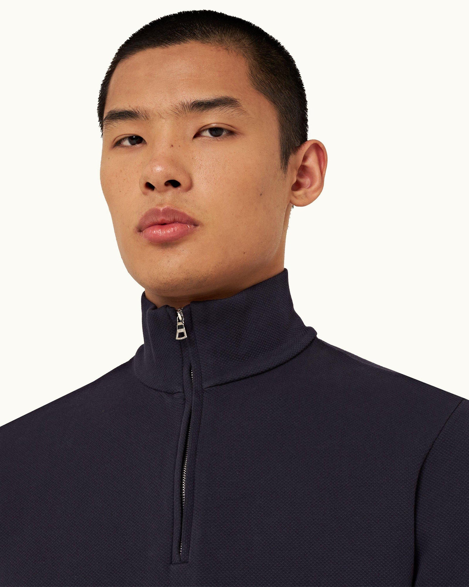 Night Iris Half-Zip Long-Sleeve Polo Shirt | Night Iris