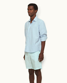 Norwich Linen Clear Sky Tailored Fit Washed Linen Shorts | Clear Sky