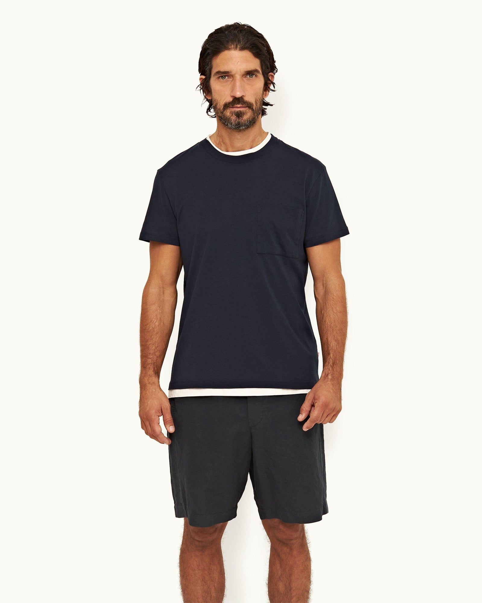Night Iris Classic Fit Double-Layer Organic Cotton T-Shirt | Night Iris
