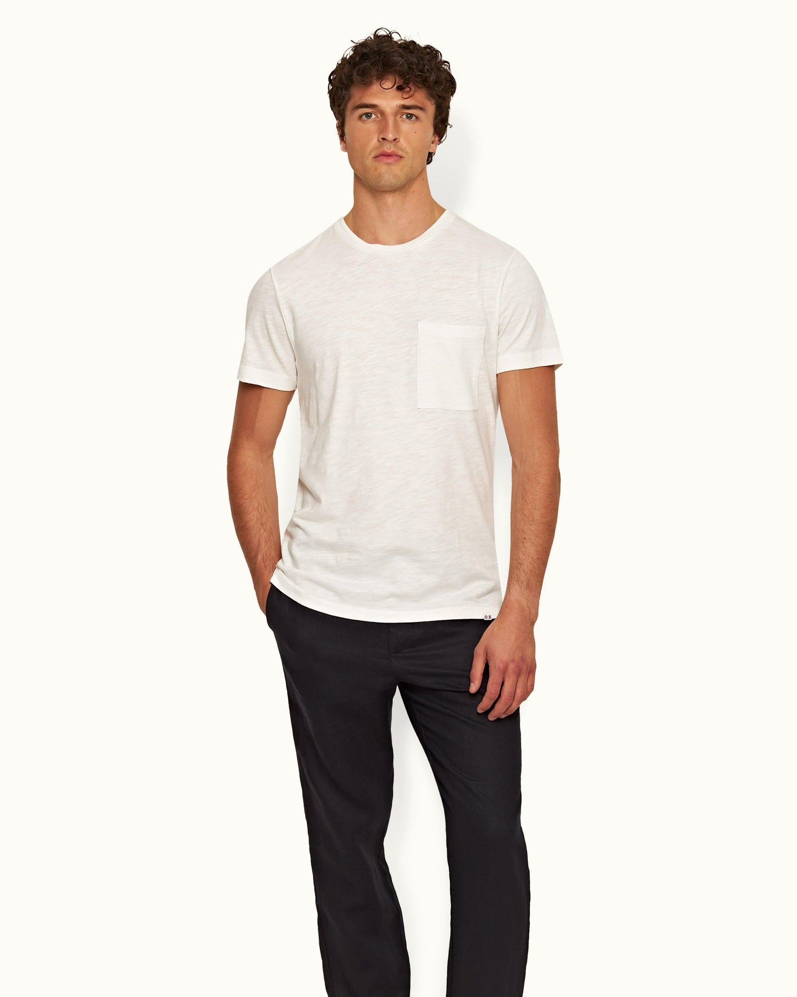Ob Classic Tee White Sand Classic Fit Crewneck Garment Dye Cotton T-shirt | White Sand